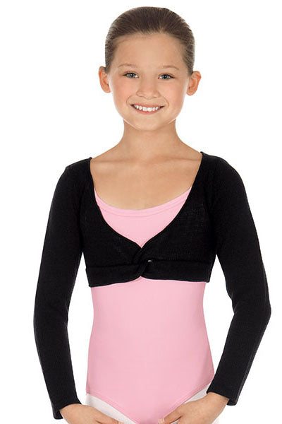 Eurotard 72519C Girls Soft Knit Twist Front Mini Ballet Sweater Black