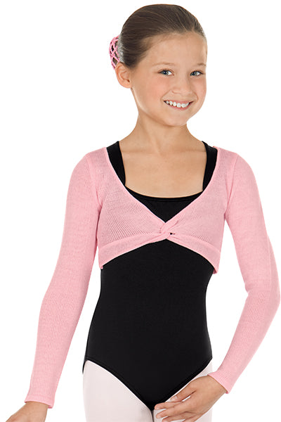 Eurotard 72519C Girls Soft Knit Twist Front Mini Ballet Sweater Pink