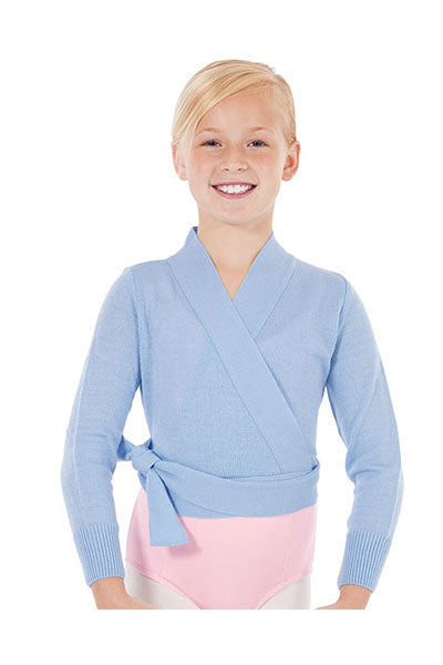 Eurotard 72523C Girls Soft Knit Wrap Ballet Sweater Light Blue