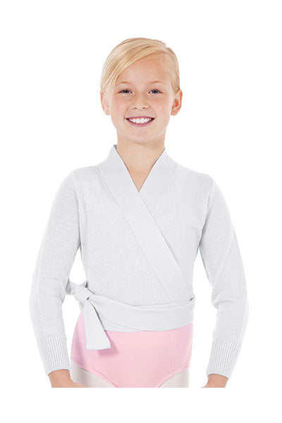 Eurotard 72523C Girls Soft Knit Wrap Ballet Sweater White