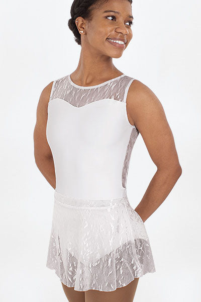 Eurotard 78121 Womens Impression Mesh High Low Pull On Mini Ballet Skirt White