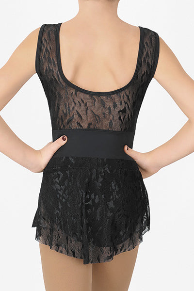 Eurotard 78121C Girls Impression Mesh High Low Pull On Mini Ballet Skirt Black