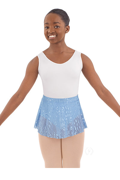 Eurotard 78121C Girls Impression Mesh High Low Pull On Mini Ballet Skirt Light Blue