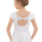 Eurotard 78285 Girls Impression Mesh Bow Back Short Sleeve Dance Dress White Back