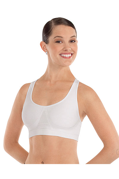 Eurotard 95622 Womens Adjustable High Impact Sports Bra White Front