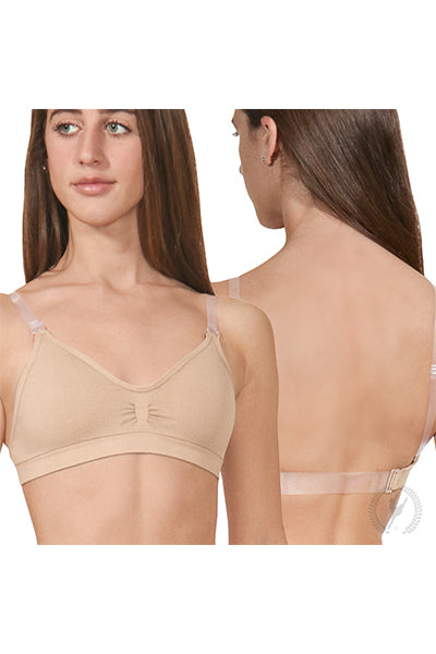 Eurotard 95624 Womens Seamless Padded Wide Band Bra by EuroSkins Beige