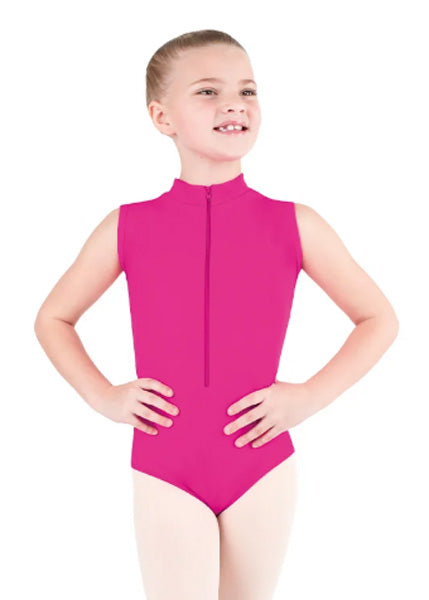 Eurotard 44518c Girls Full Back Zipper Front Mock Neck Leotard