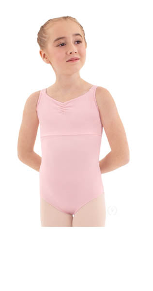 Eurotard 44922C Girls Microfiber Pinch Front Slim Tank Leotard Pink