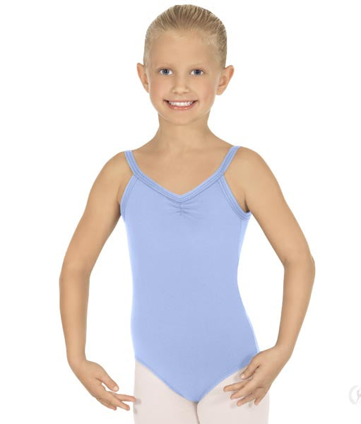 Eurotard 44527C Girls Microfiber Pinch Front Camisole Leotard Light Blue