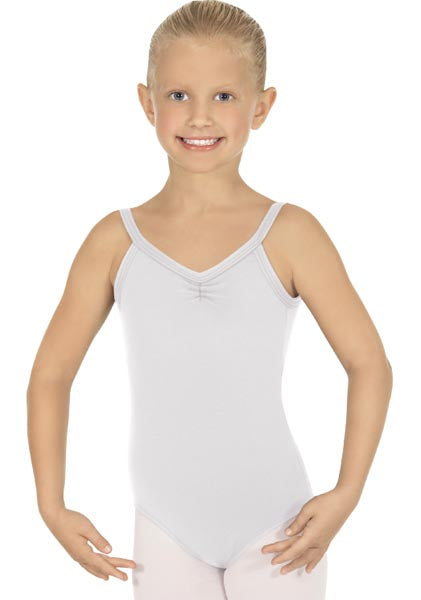 Eurotard 44527C Girls Microfiber Pinch Front Camisole Leotard White