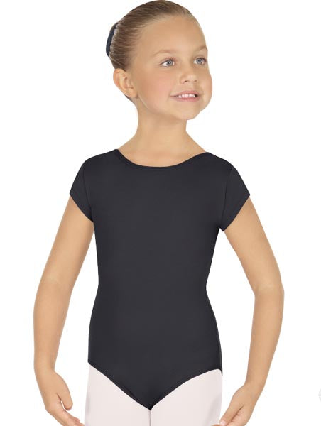 Eurotard 44475C Girls Microfiber Short Sleeve Leotard Black