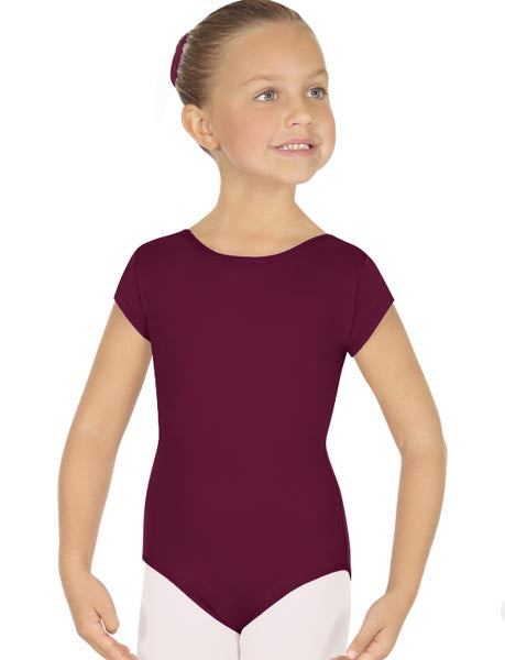 Eurotard 44475C Girls Microfiber Short Sleeve Leotard Burgundy