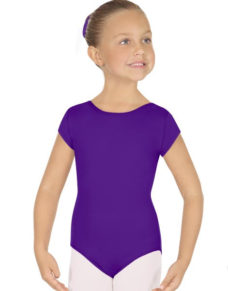 Eurotard 44475C Girls Microfiber Short Sleeve Leotard Purple