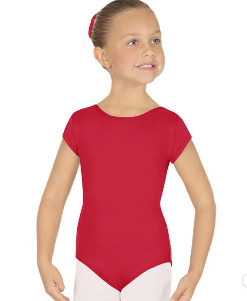 Eurotard 44475C Girls Microfiber Short Sleeve Leotard Red