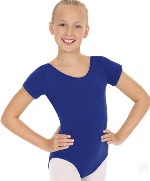 Eurotard 44475C Girls Microfiber Short Sleeve Leotard Royal