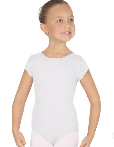 Eurotard 44475C Girls Microfiber Short Sleeve Leotard White