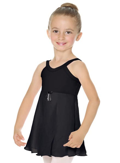 Eurotard 44454 Girls Sweet Chiffon Camisole Dance Dress with Removable Ribbon Pin Black