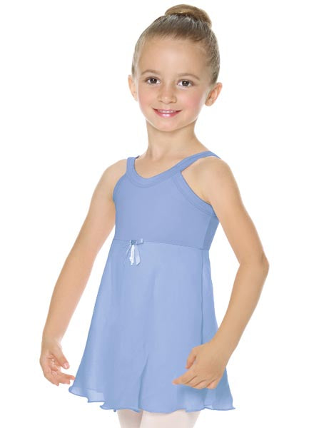Eurotard 44454 Girls Sweet Chiffon Camisole Dance Dress with Removable Ribbon Pin Light Blue