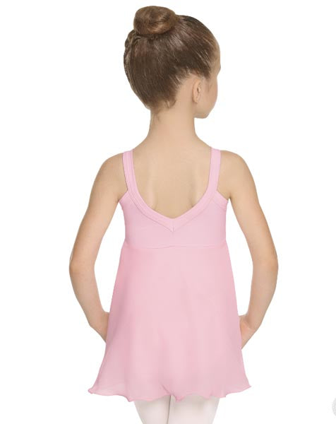 Eurotard 44454 Girls Sweet Chiffon Camisole Dance Dress with Removable Ribbon Pin Pink