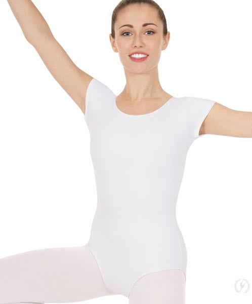 Eurotard 44475 Womens Microfiber Short Sleeve Leotard White