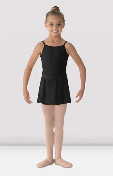 Mirella MS12CH Girls Georgette Mock Wrap Skirt Black Front
