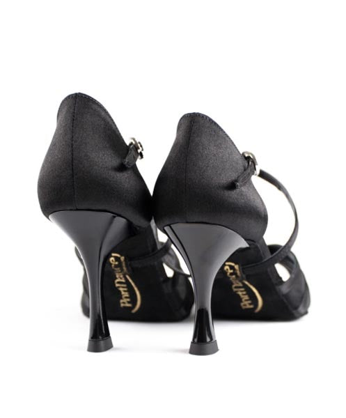 Port Dance PD807 Black Satin Black Net Dance Shoes