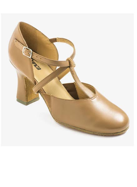 So Danca SD153 Roxy 3" Heel Broadway Cabaret T-Strap Shoe Caramel