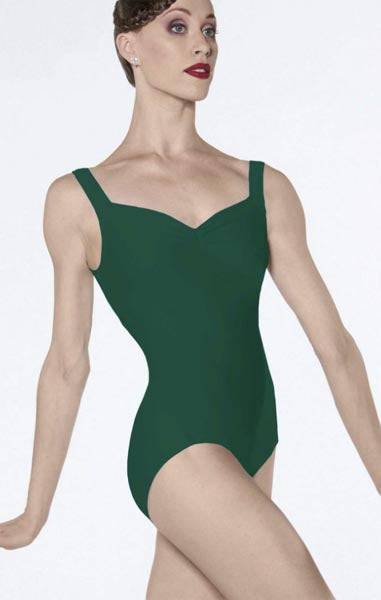 Wear Moi Fasutine Pinch Front Adult Leotard Forest Green