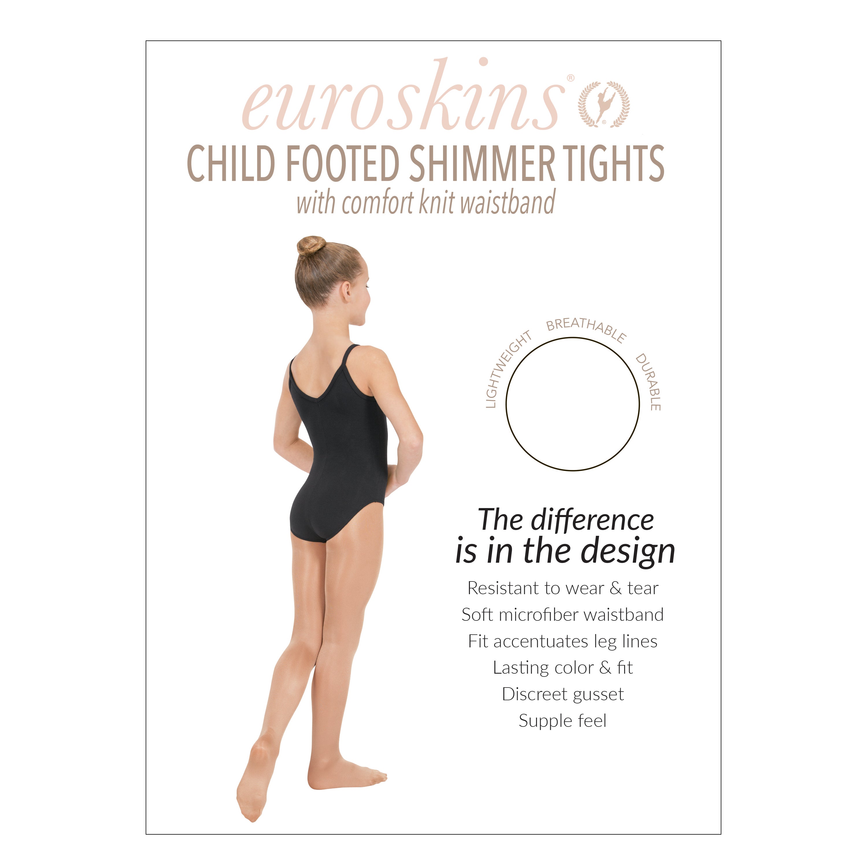 Eurotard 211C Girls Footed Shimmer Tights