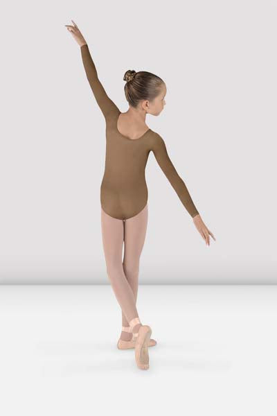 BLOCH CL5609 Girls Meglio Long Sleeve Leotard Almond