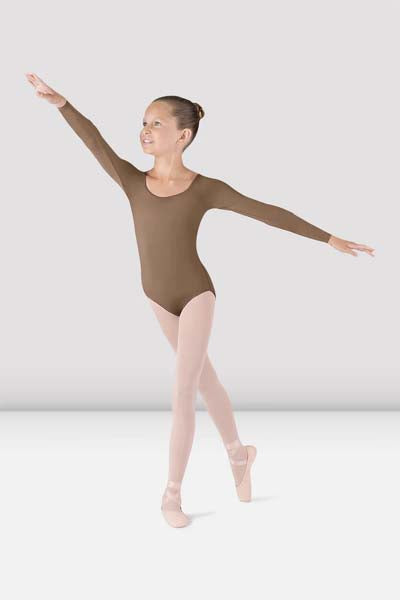 BLOCH CL5609 Girls Meglio Long Sleeve Leotard Almond