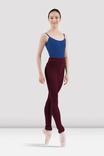 BLOCH P0928 Ladies Marcie Warm Up Roll Over Pant Burgundy