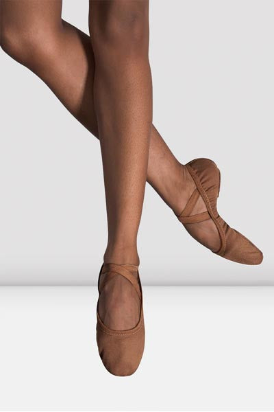 BLOCH S0284C Childrens Performa Stretch Canvas Ballet Shoes Cocoa