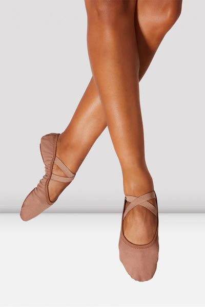 BLOCH S0284C Childrens Performa Stretch Canvas Ballet Shoes Coffee