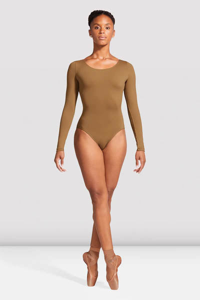 Bloch L5609 Ladies Lepsi Long Sleeve Leotard Almond color back side