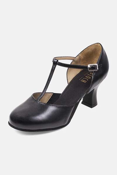 Bloch S0390L Ladies Splitflex T-Strap 2.5 Inch Heel Character Shoes black color top side