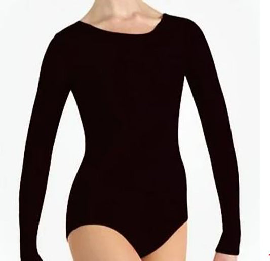 Body Wrappers-MT0209 Microtech Long Sleeve Leotard - Womens Black