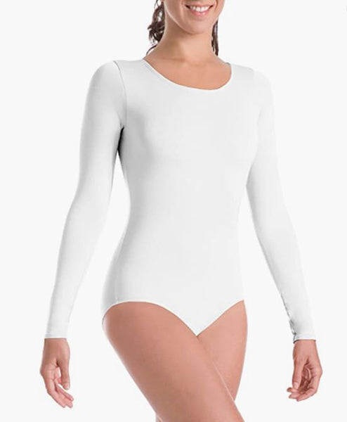 Body Wrappers-MT0209 Microtech Long Sleeve Leotard - Womens White