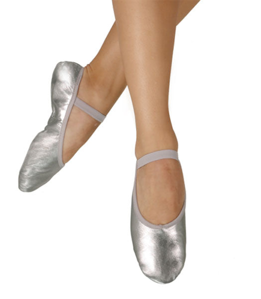 Eurotard A2001C Child Metallic Silver Full Sole Leather Ballet Slipper