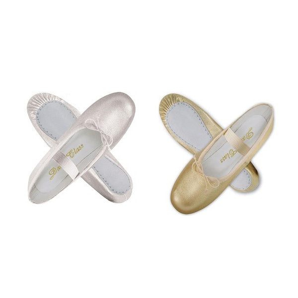 Metallic Silver/Gold Soft Leather Ballet Shoe - Dance Class B702 - Adult Shoe