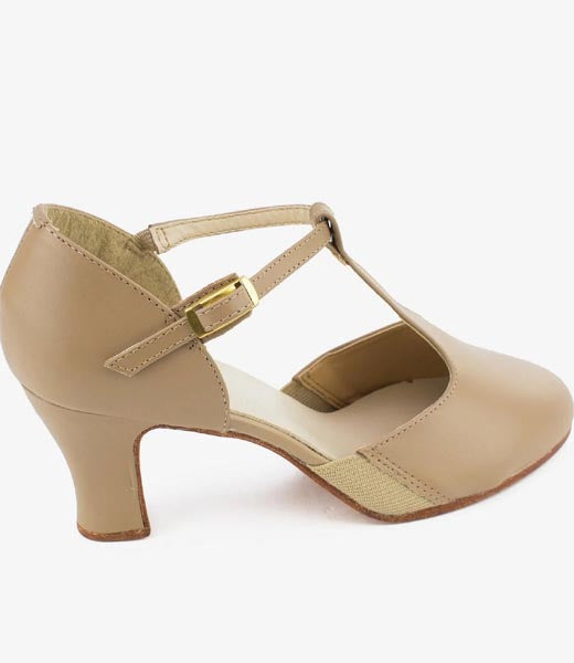 So Danca CH56 Clarice 2.5" Heel T-Strap Character Shoe With Leather Sole Tan