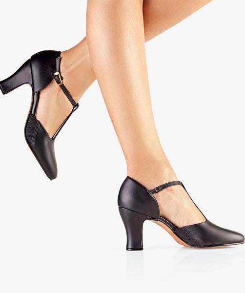 So Danca CH56 Clarice 2.5" Heel T-Strap Character Shoe With Leather Sole Black