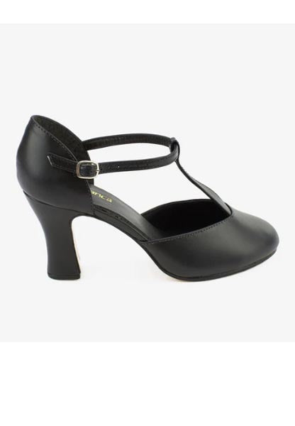 So Danca CH98 Cher 3" Heel Smooth Leather T-Strap Character Shoe Black