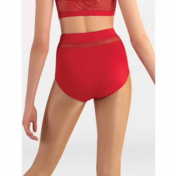 body wrappers p1161 girls tiler peck open mesh hi-waist brief scarlet