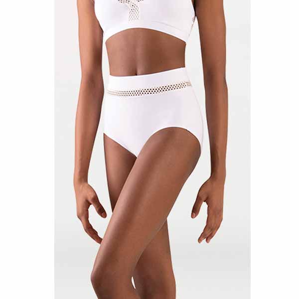 body wrappers p1161 girls tiler peck open mesh hi-waist brief white