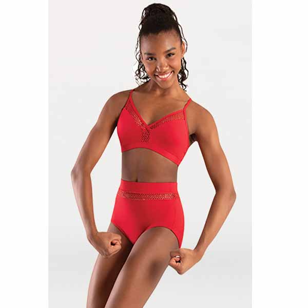 body wrappers p1162 girls tiler peck open mesh camisole bra scarlet