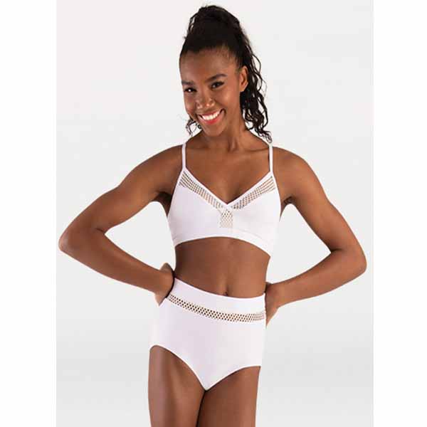 body wrappers p1162 girls tiler peck open mesh camisole bra white