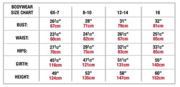 body wrappers p1161 girls tiler peck open mesh hi-waist brief Tween Sizing Chart