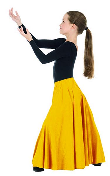 eurotard 13674 child simplicity triple panel skirt yellow