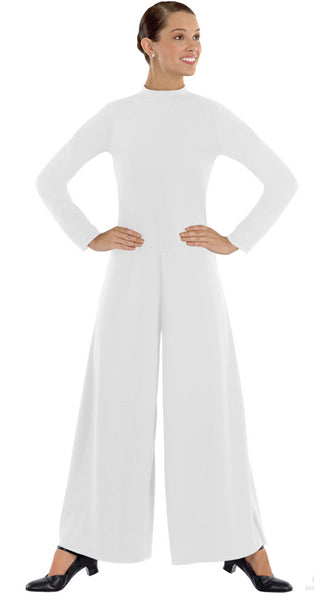 eurotard 13846 simplicity high neck jumpsuite white